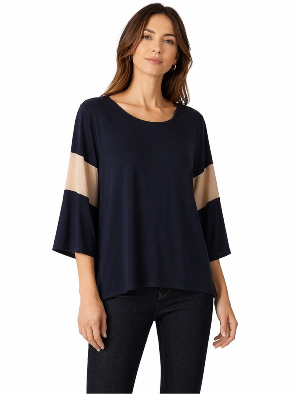 Amanda Uprichard Navy Rugby Sleeve Tunic Top